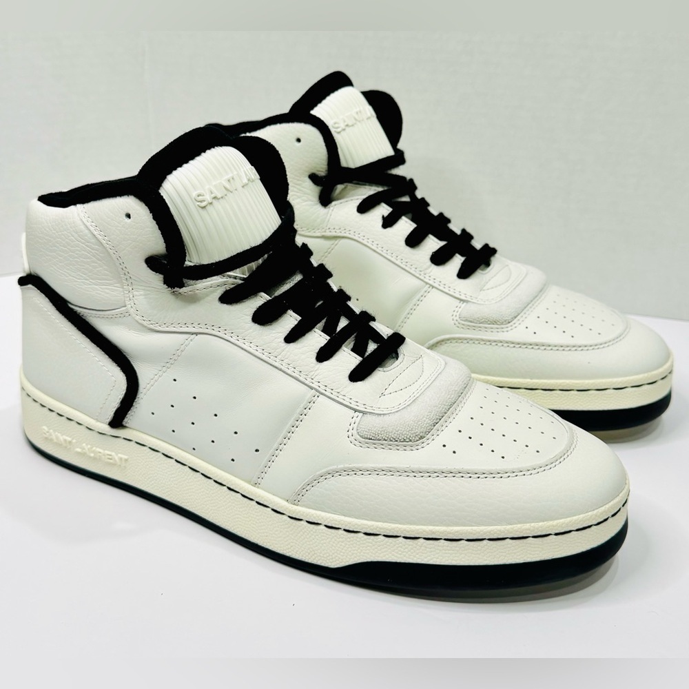 Saint Laurent SL/80 Mid top Leather Sneakers Size EU/44 US/11 Retail$895 NEW!